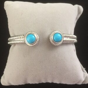 Sleeping Beauty Turquoise Sterling Silver Hinged Cuff Bracelet/Average Size/NEW!